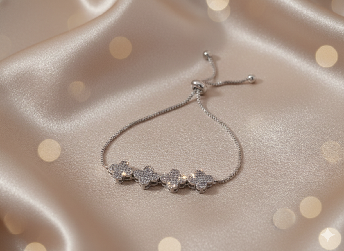 “Lucky Clover” Yonca Zirkon Taşlı Kadın Bileklik Habos Store