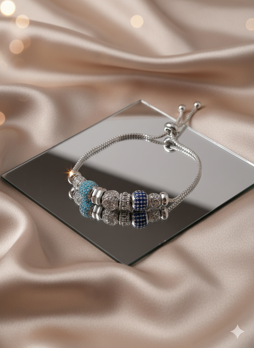 “Blue Ocean” Mavi Taşlı Zirkon Kadın Bileklik Habos Store