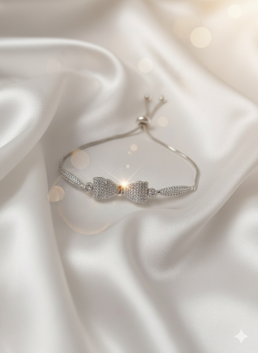 “Silky Sparkle” Kurdele Tasarımlı Zirkon Taşlı Kadın Bileklik Habos Store