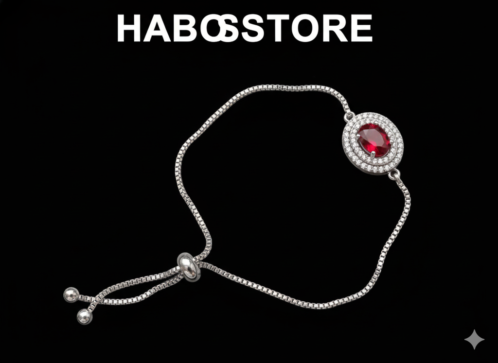 “Red Sparkle” Kırmızı Taşlı Parıltılı Zirkon Kadın Bileklik Habos Store