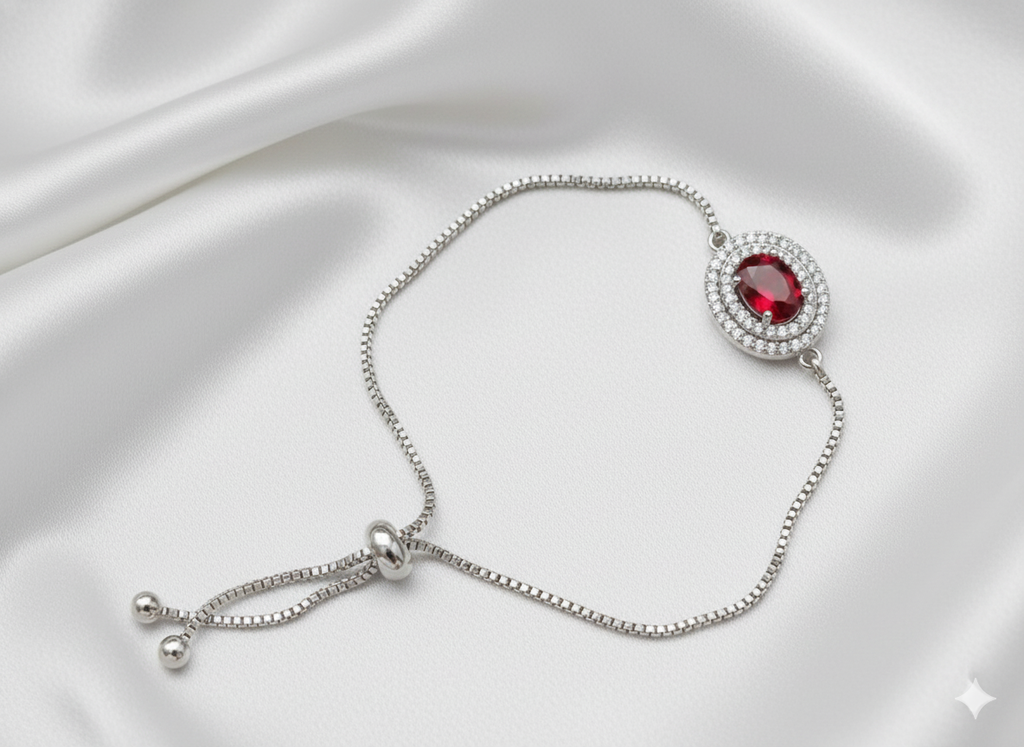 “Red Sparkle” Kırmızı Taşlı Parıltılı Zirkon Kadın Bileklik Habos Store