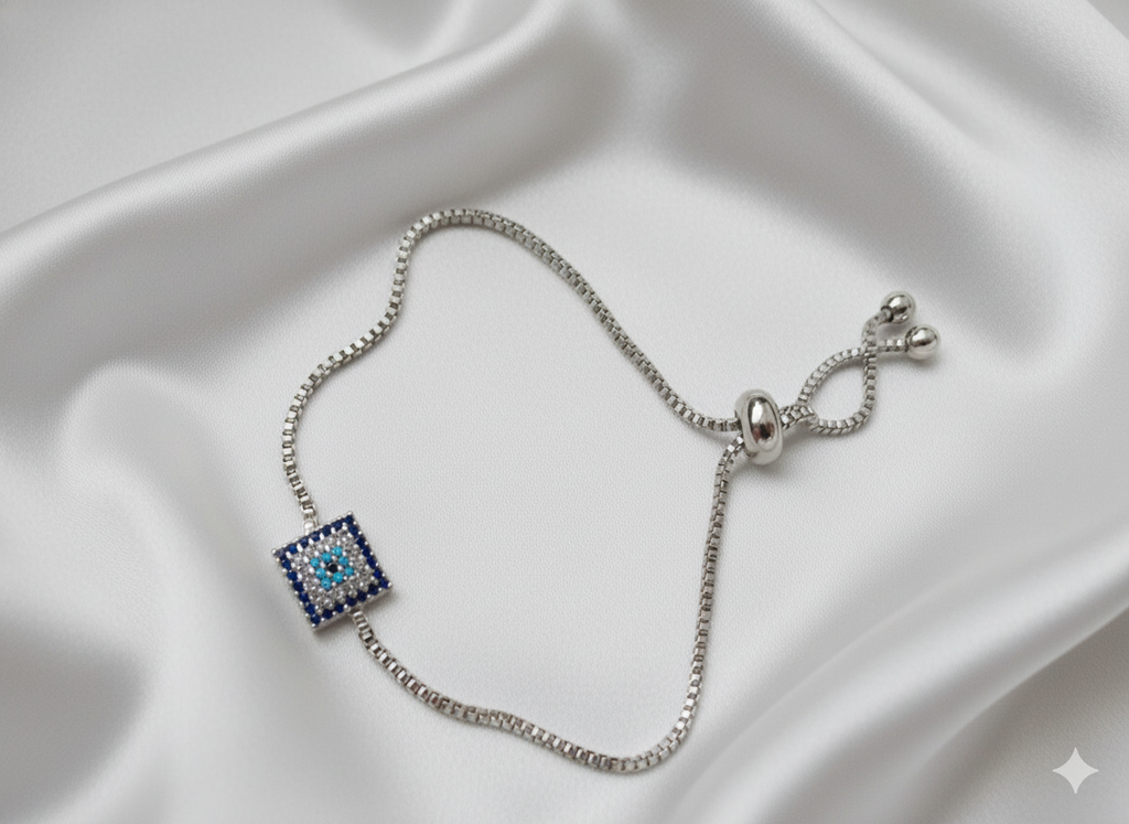 “Blue Cube” Kare Taşlı Mavi Zirkon Kadın Bileklik Habos Store