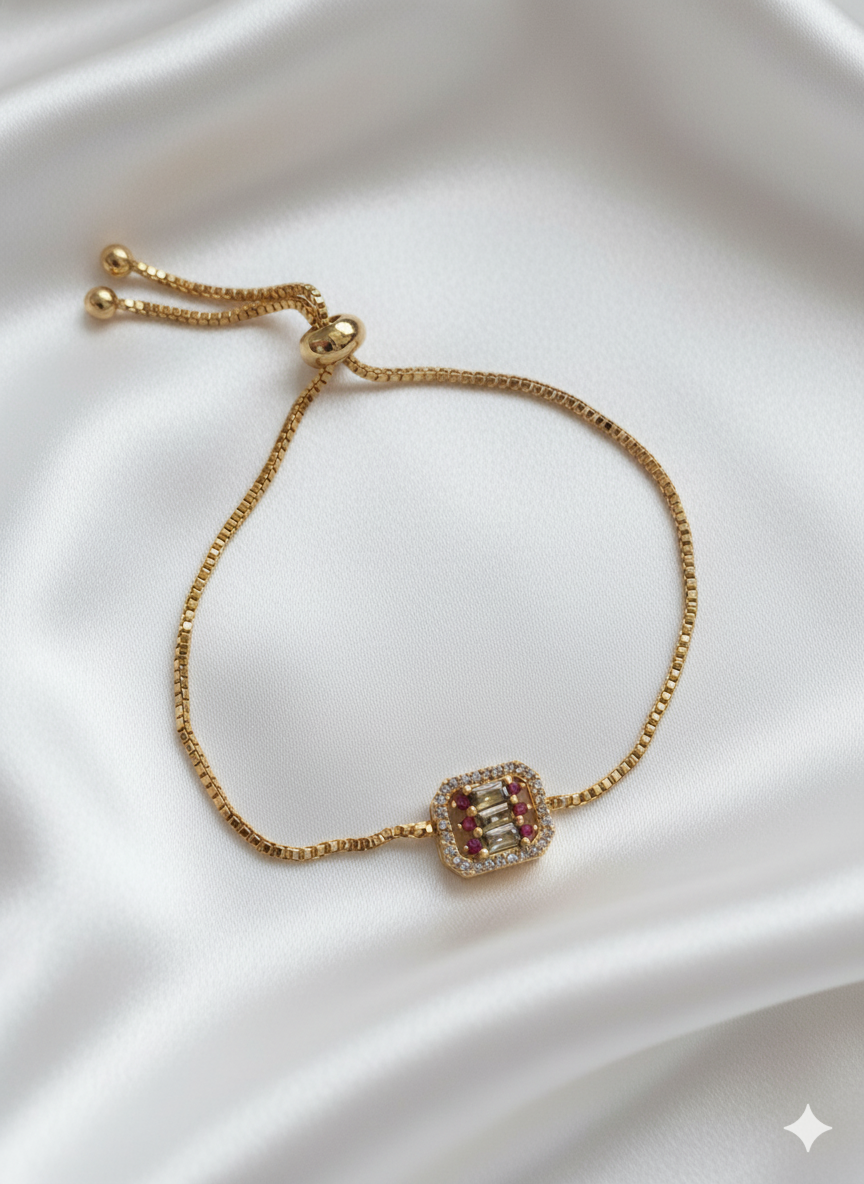 “Color Drop” Renkli Taşlı Damla Formlu Zirkon Kadın Bileklik Habos Store