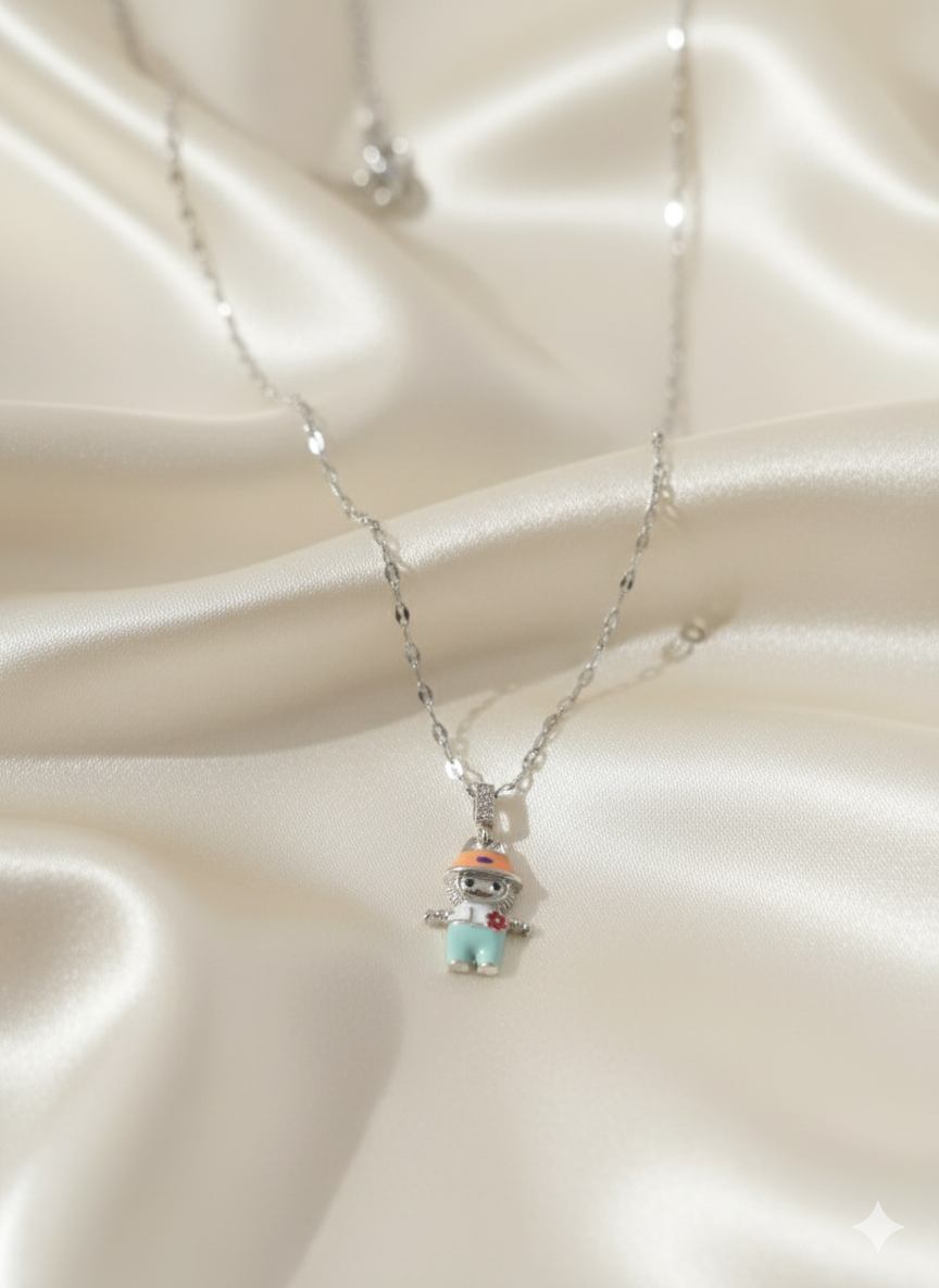 “Silver Clown” Palyancolu Çizgi Film Karakterli Gümüş Renkli Kolye Habos Store