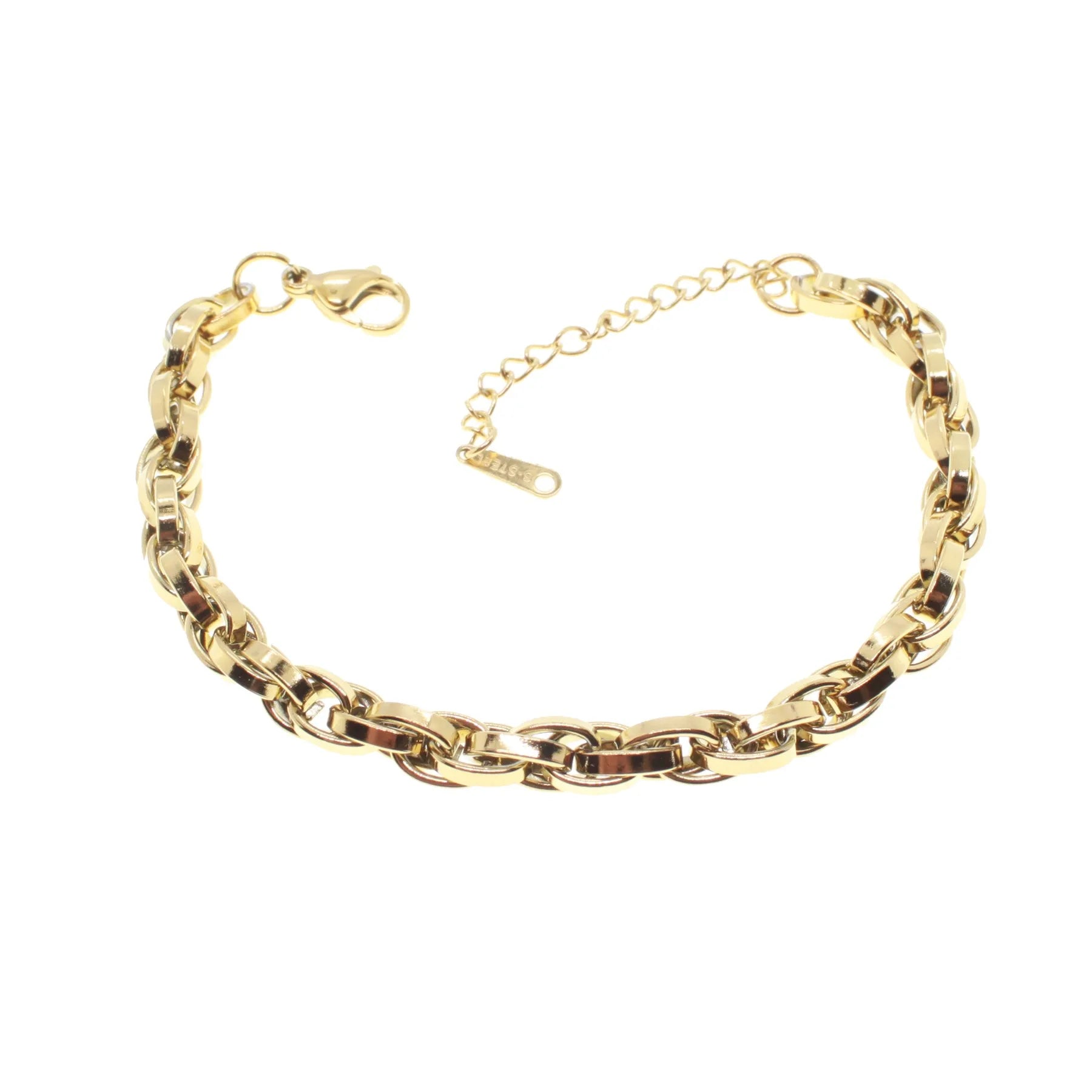 “Interlace Glow” İç İçe Geçmiş Paslanmaz Çelik Kadın Bileklik Habos Store