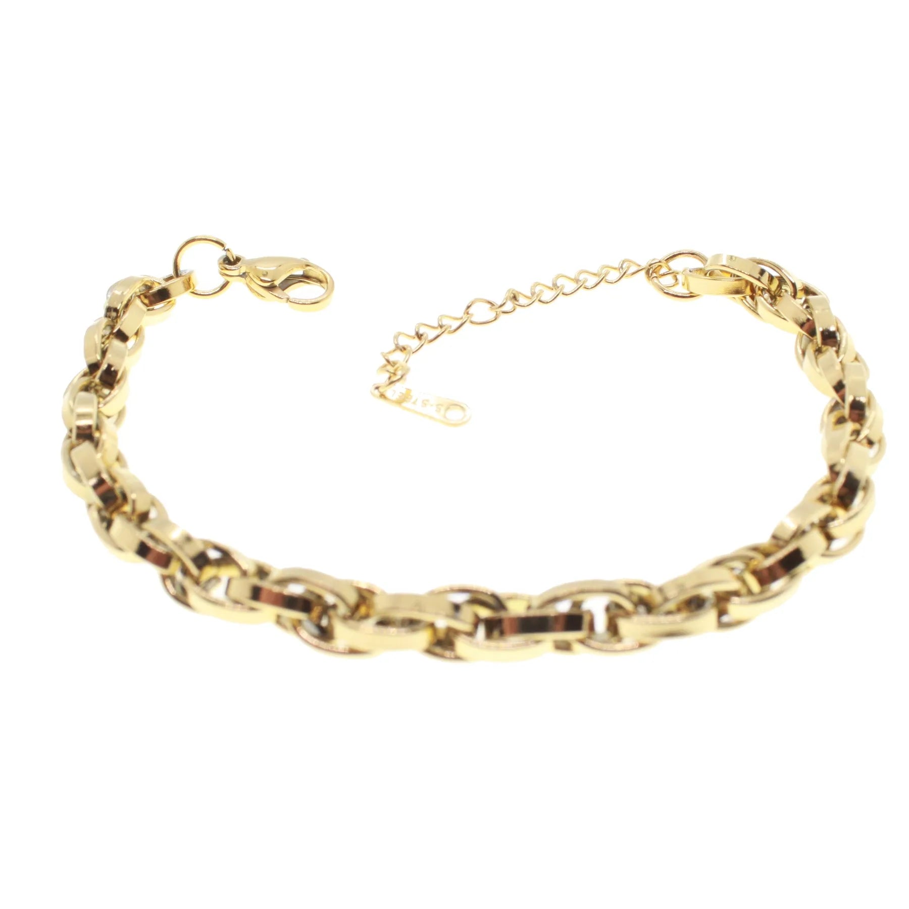 “Interlace Glow” İç İçe Geçmiş Paslanmaz Çelik Kadın Bileklik Habos Store