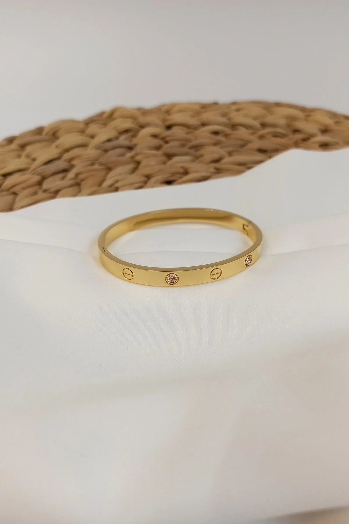 “Golden Stone Cuff” Altın Renkli Taş Detaylı Kelepçe Bileklik Habos Store