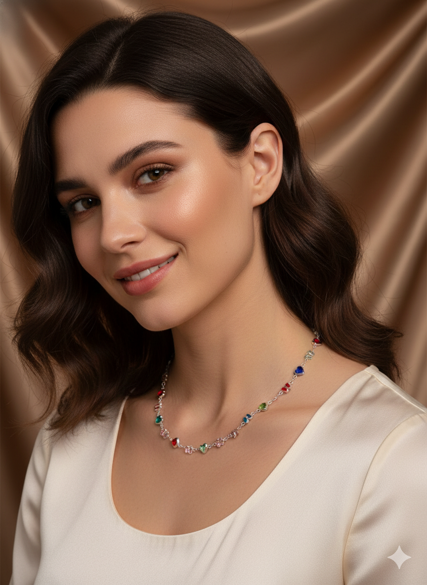 “Rainbow Spark” Renkli Taşlı Kadın Kolye Habos Store