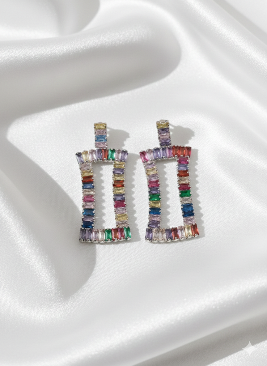 “Color Spark” Renkli Taşlı Kadın Küpe Habos Store